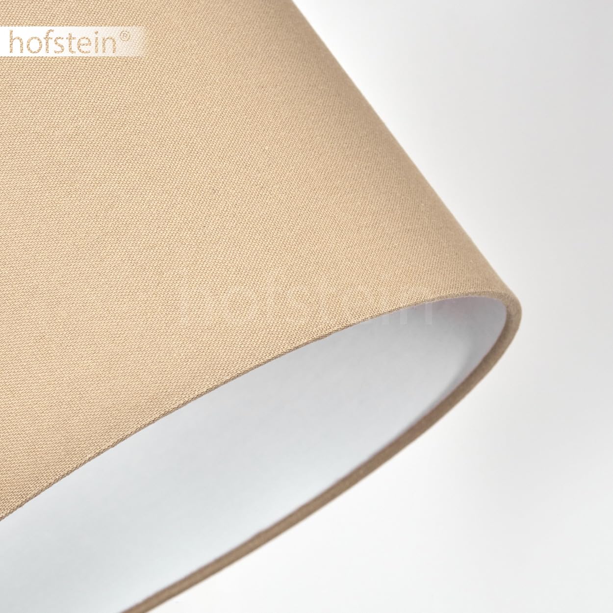 Lampada da terra Palmeiros, lampada da terra in metallo/tessuto beige/bianco, lampada in stile boho con paralume rotondo (Ø 25 cm) e interruttore a pedale, altezza 160 cm, 1 x E27, senza lampadina