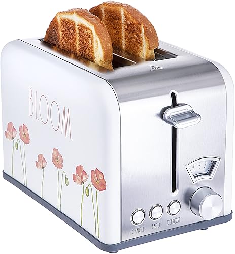 Miniatura 9 de Rae Dunn Tostadora, tostadora cuadrada de 2 rebanadas de acero inoxidable, ranura ancha con 5 niveles de tostado, con opciones de bagel, Salvia,Azul