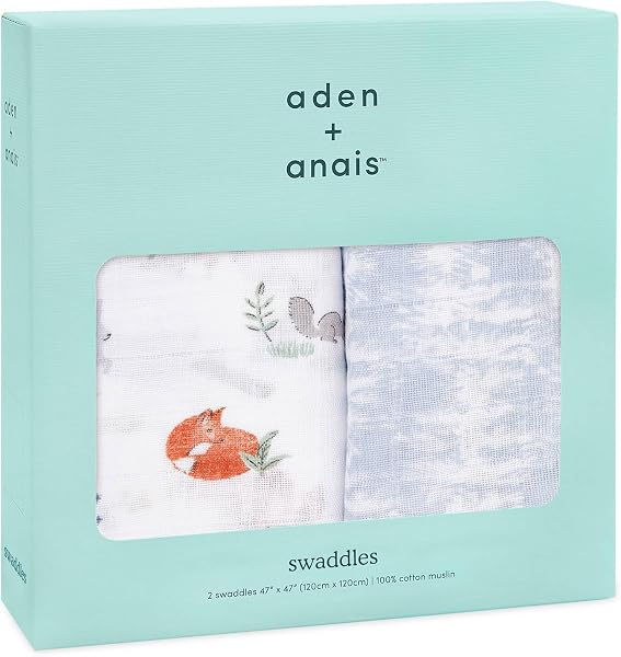 aden + anais エイデンアンドアネイ おくるみ ハートブレイカー 2枚セット 120×120cm モスリンコットン スワドル 出産祝い SWADAB4055 - 5