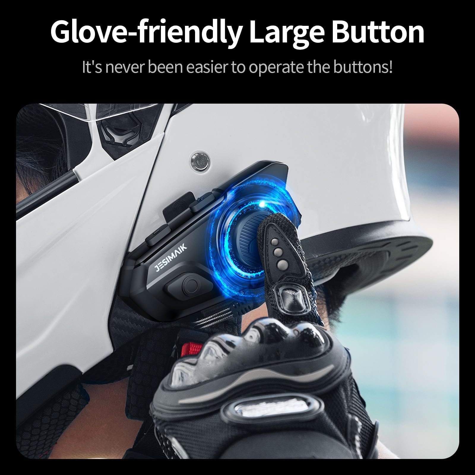 JESIMAIK Auriculares Bluetooth para casco de motocicleta, sistema de comunicación de casco de 10 vías de 2 km, intercomunicador de audio multitarea, 2 micrófonos y altavoz de 40 mm, 1 paquete