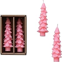 Vista 25 de Creative Co-Op Velas cónicas en forma de árbol sin perfume, color beige ponche de huevo, juego de 2 en caja