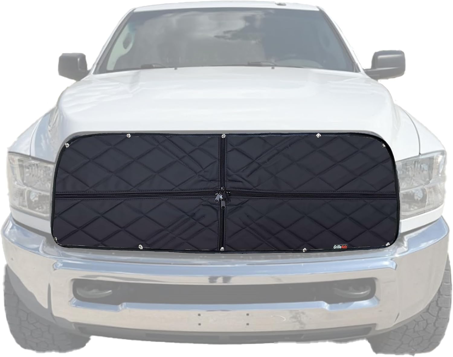 Premium Quilted Winter Front Fits Ram Pickup 2500, 3500 Grill with Ram's Head Emblem 2013-2018 (903-16) 2 Zip