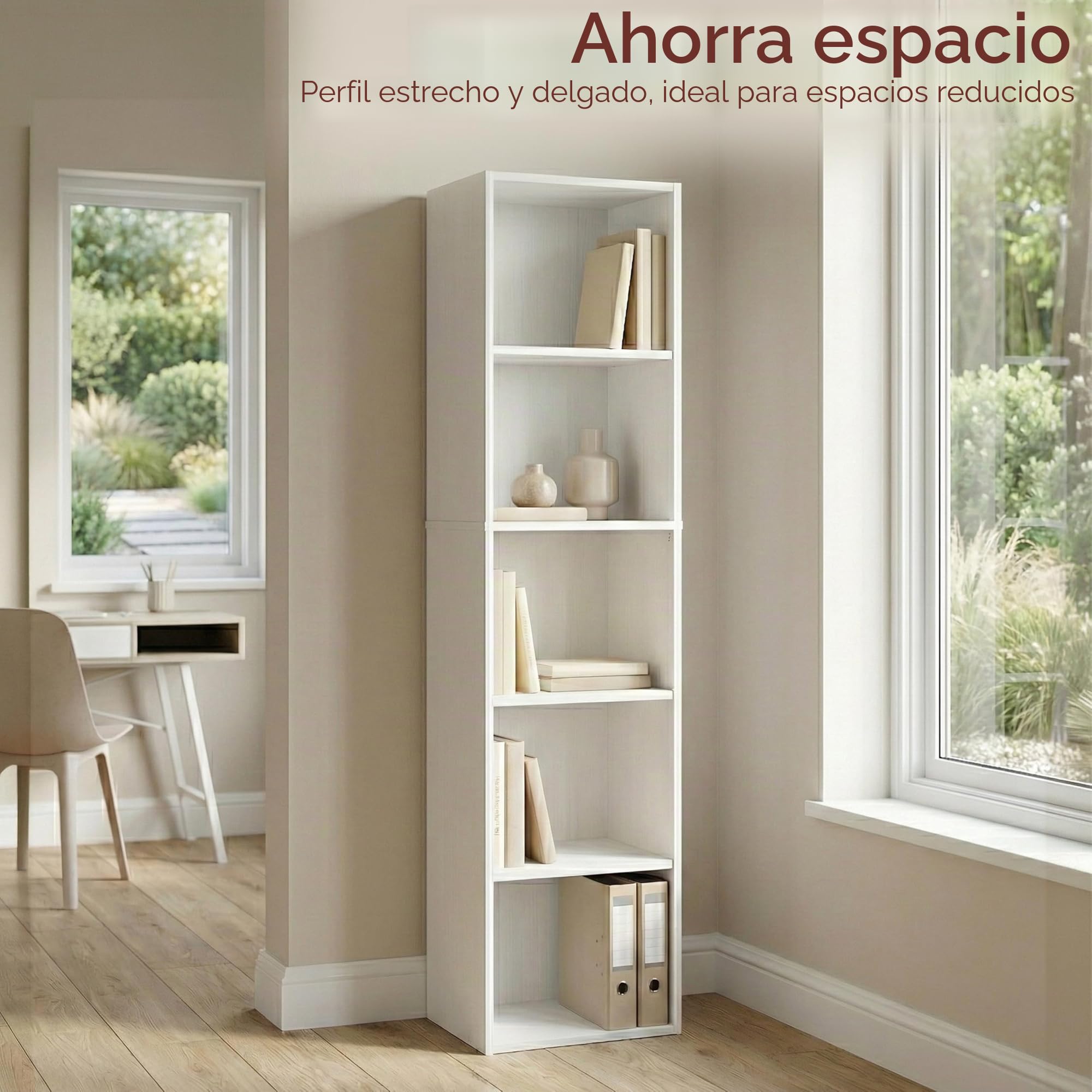 Vida Designs Librería Oxford con Forma de Cubo de 5 Niveles, estantería de Madera Blanca, Unidad de Almacenamiento para Muebles de Oficina y Sala de Estar