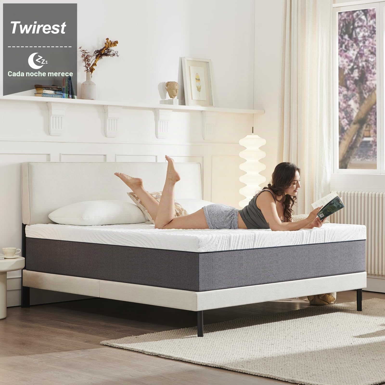 Twirest - Colchón (90 x 190 cm, 18 cm de grosor, espuma con memoria, firmeza/media, 7 zonas, soporte perfecto, reversible)