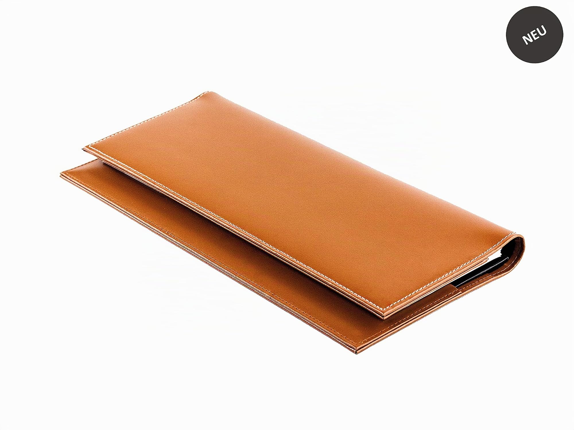 DELMON VARONE - Tischquerkalender 2027 Cambridge Top Grain Leder Braun - Tischkalender Quer 1 Woche auf 2 Seiten - Echtleder Wochenplaner Kalender - Büro & Schreibtisch Wochenkalender Organizer