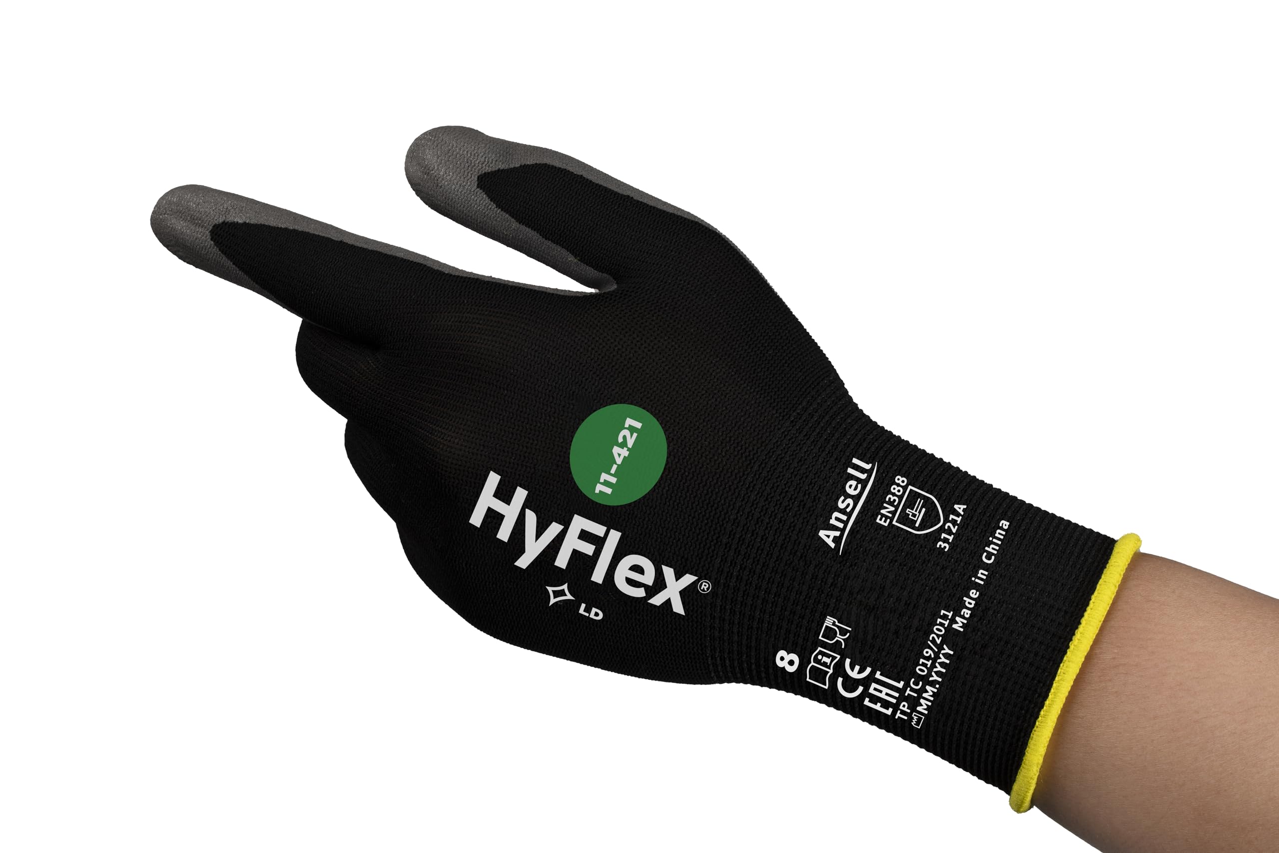 Ansell HyFlex 11-421 Gants de Travail Usages Multiples, Protection Risques Mécaniques, Excellente Résistance à l’Abrasion, Mailles Fines et Extensibles, Gris, Taille L (12 Paires)