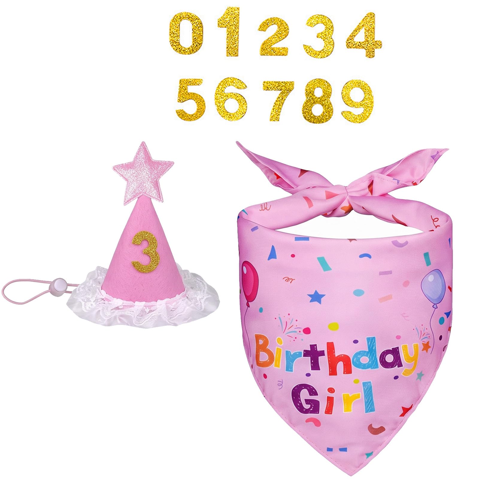 Dog Birthday Bandana Sets,Adjustable Dog Birthday Hat,Reusable Doggy Party Supplies,Dogs Bandana Triangle Scarf,Pet Bandanas with Parties Hats & Number Candle,Puppy Birthdays Accessories Decoration