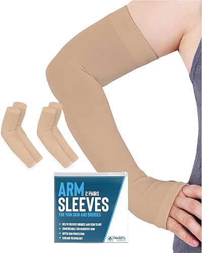 Doctor's Select Protectores de brazo para piel fina y moretones para mujeres y hombres, 2 pares de protección solar UPF 50 y enfriamiento