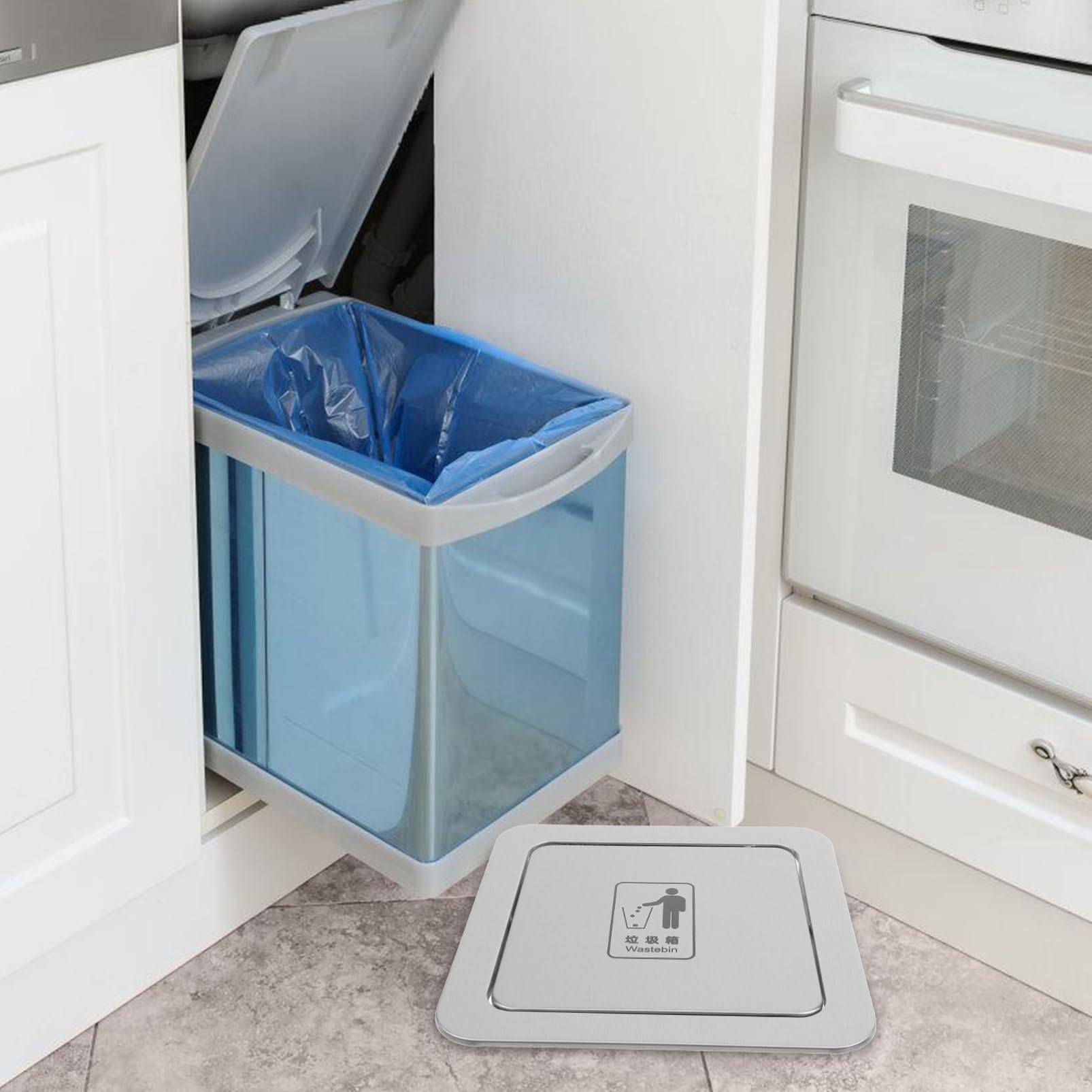 MAGICLULU Coperchio Incassato Per Pattumiera in Acciaio Resistente Copertura Per Bidone Della Spazzatura Da Cucina Design Ribalta Per Piano Di Lavoro