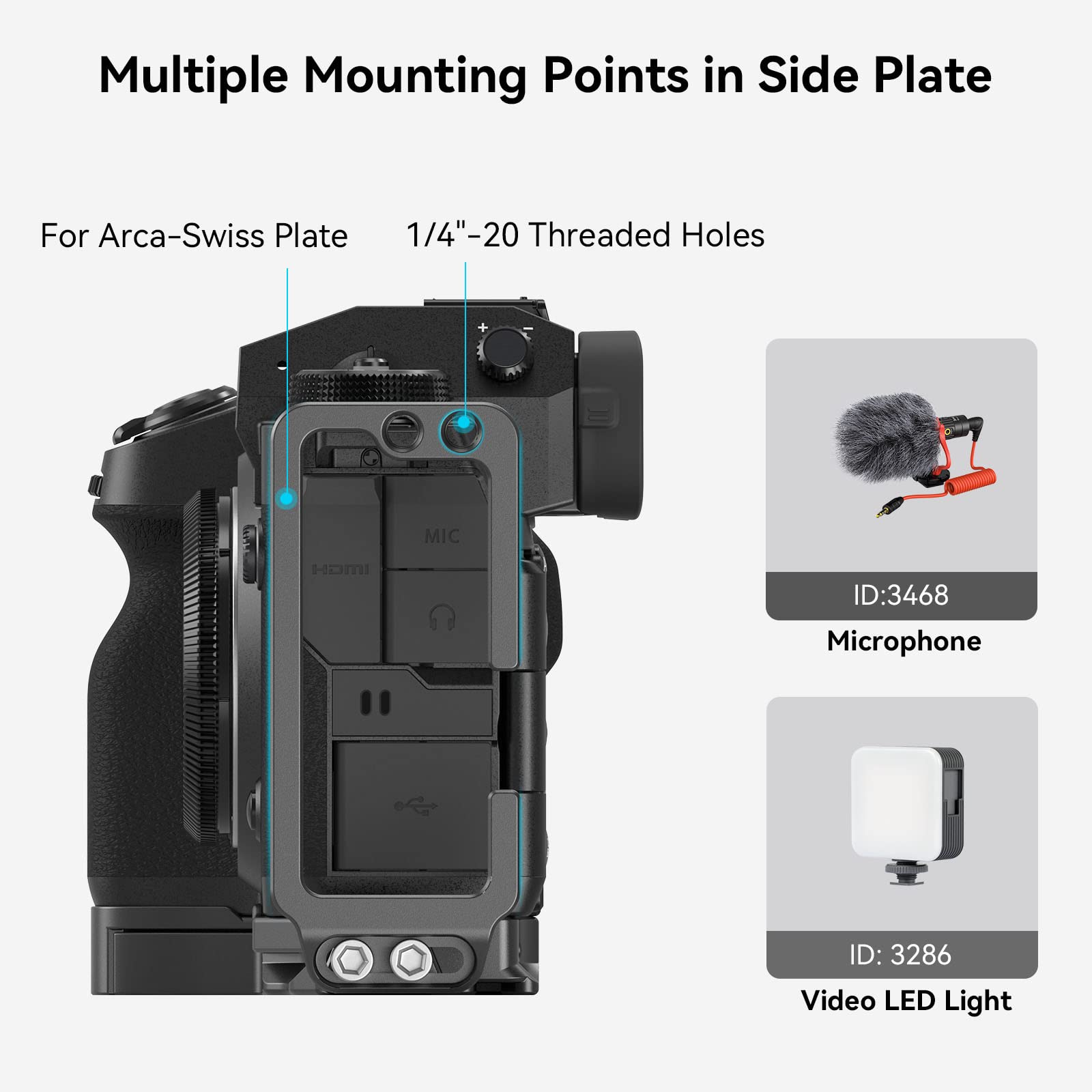 (Versione Aggiornata) SMALLRIG X-H2 / X-H2S L Bracket per FUJIFILM X-H2 / X-H2S con Piastra a Sgancio Rapido Integrata per Arca-Swiss, Passaggio Rapido Tra Ripresa Orizzontale e Verticale - 3928B