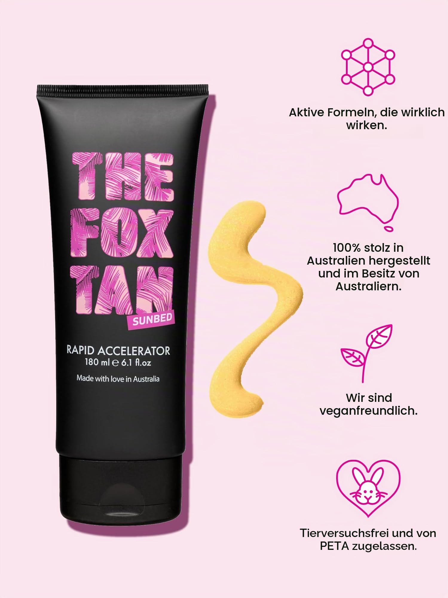 The Fox Tan - Rapid Accelerator - Bräunungsbeschleuniger ohne Selbstbräuner mit Beta-Carotin, Bräunungslotion für Gesicht und Körper, für Sonne und Solarium, vegan und tierversuchsfrei, 180 ml