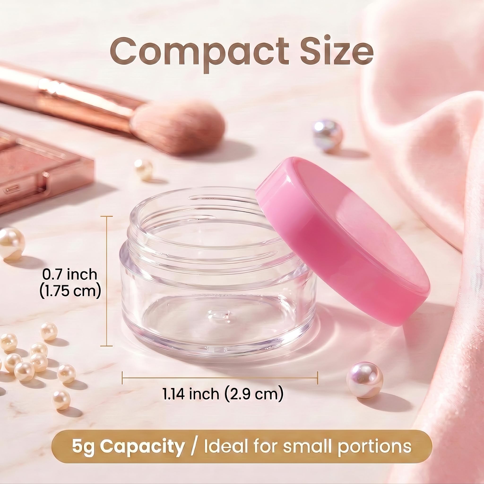 5 Gram Cosmetic Sample Containers, Leak-Proof Plastic Jars