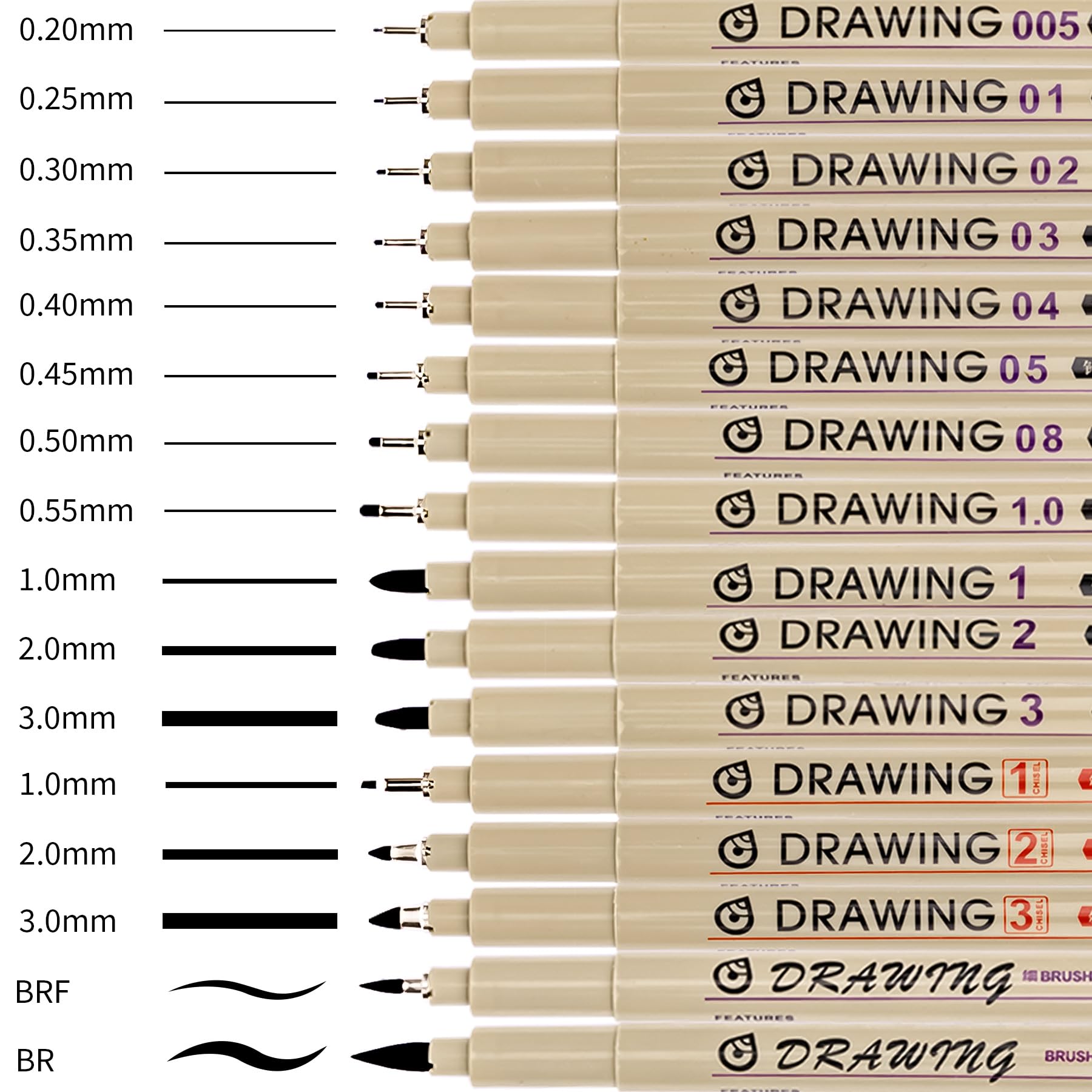 Toptime Fineliner Set, 16 Felt Tip Pens with Different Line Widths, Waterproof Fine Liner Pens Black, Artist, Sketching - Image 2