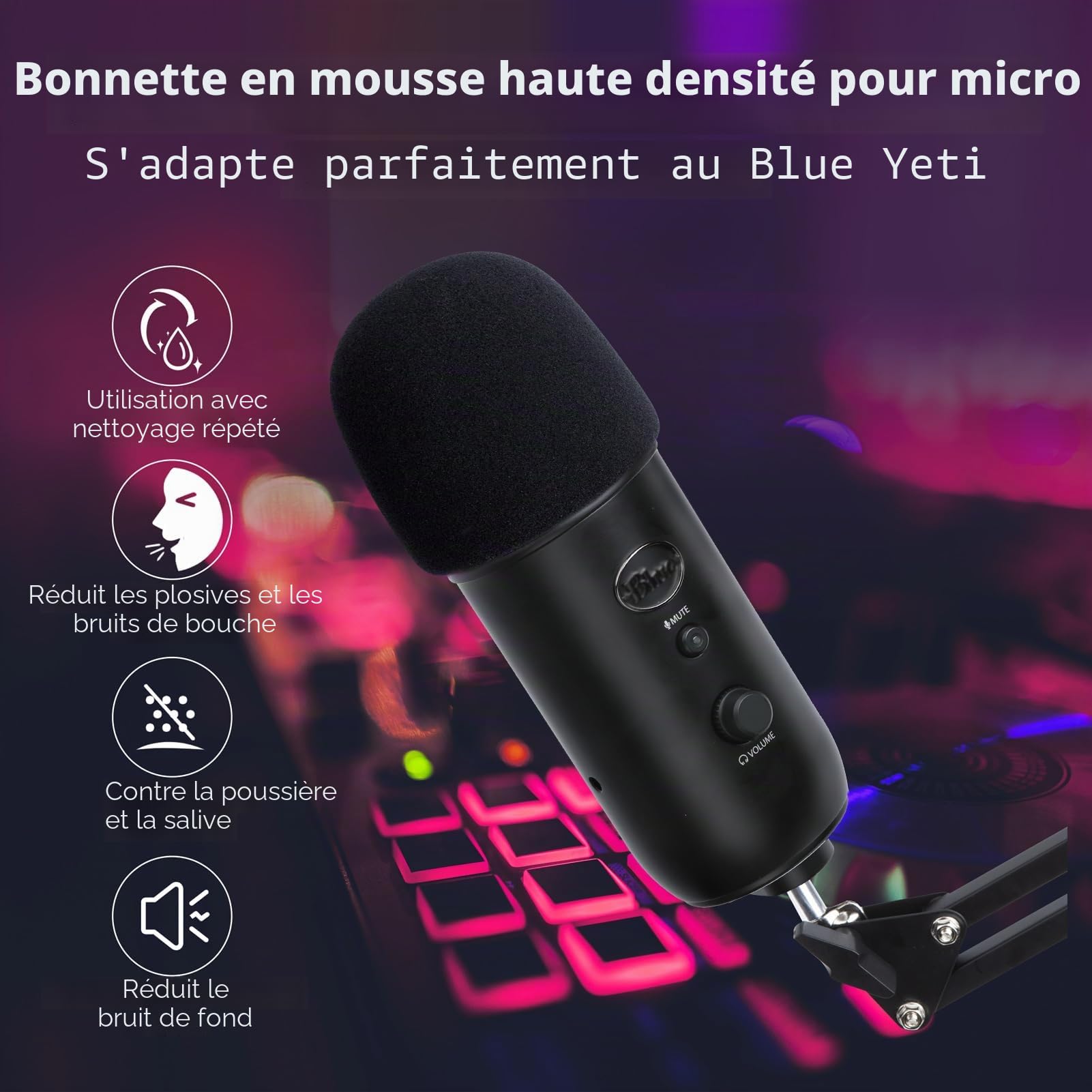 Blue Yeti Support Microphone Professionnel Réglable avec Bonnette Micro Compatible avec Filtre Anti-pop pour Microphone Blue Yeti/Yeti Pro par YOUSHARES