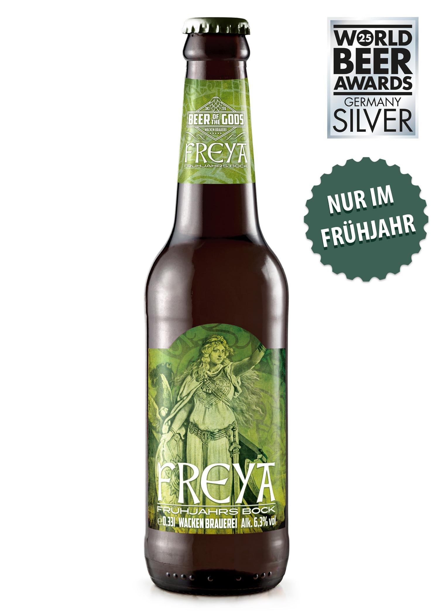 WACKEN BRAUEREI Frühjahrsbock Craft Beer Box 20 x 0,33 l Flaschen | FREYA | Viking Craftbeer Set Gift for Men | Wikinger Kraft Bier Geschenk für Männer | Party Festival Heavy Metal