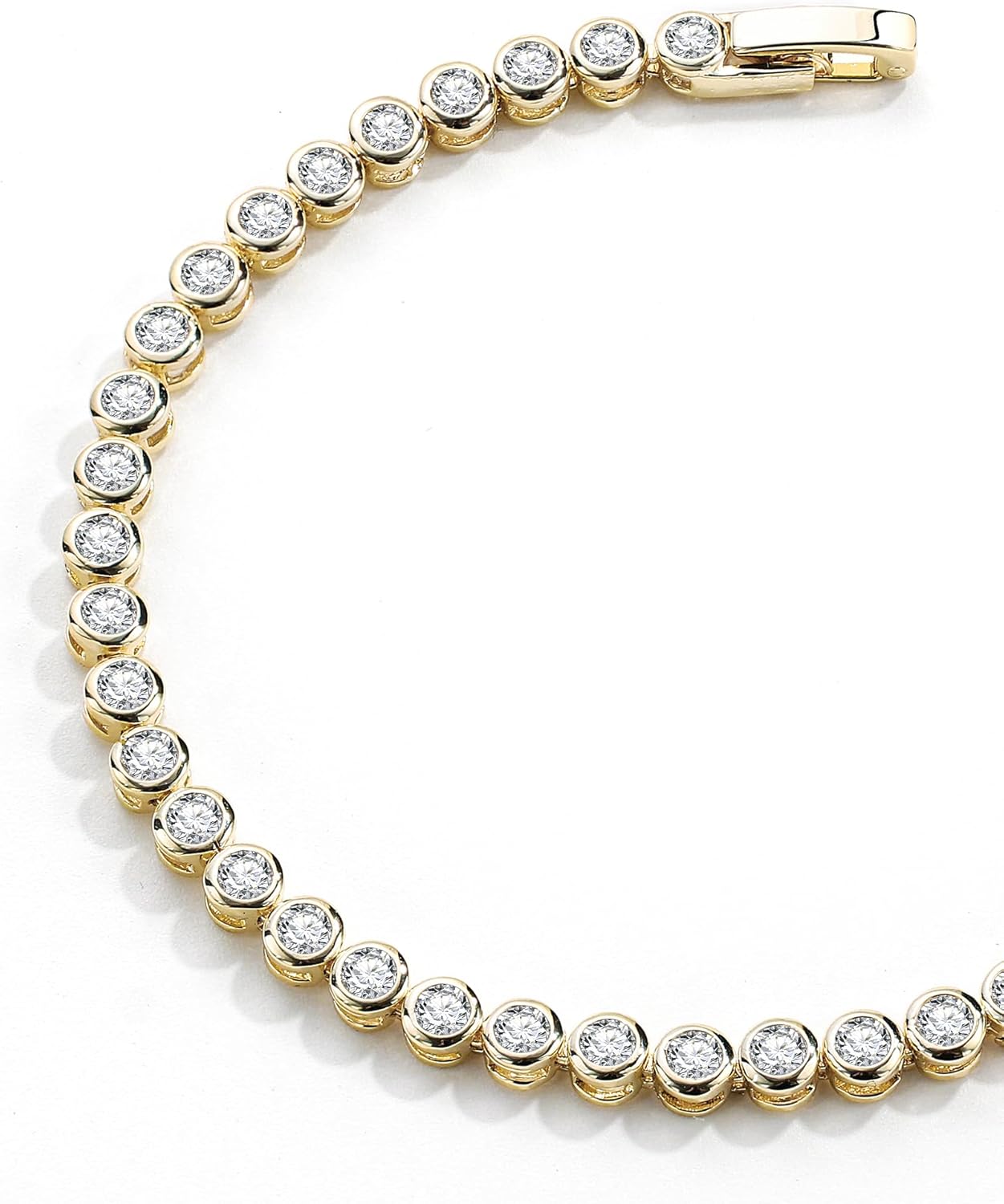 FANZE Gold Plated Cubic Zirconia Tennis Bracelets for Women Dainty Trendy Adjustable Bracelet Jewelry Gift for Ladies Weeding Mother Birthday Anniversary