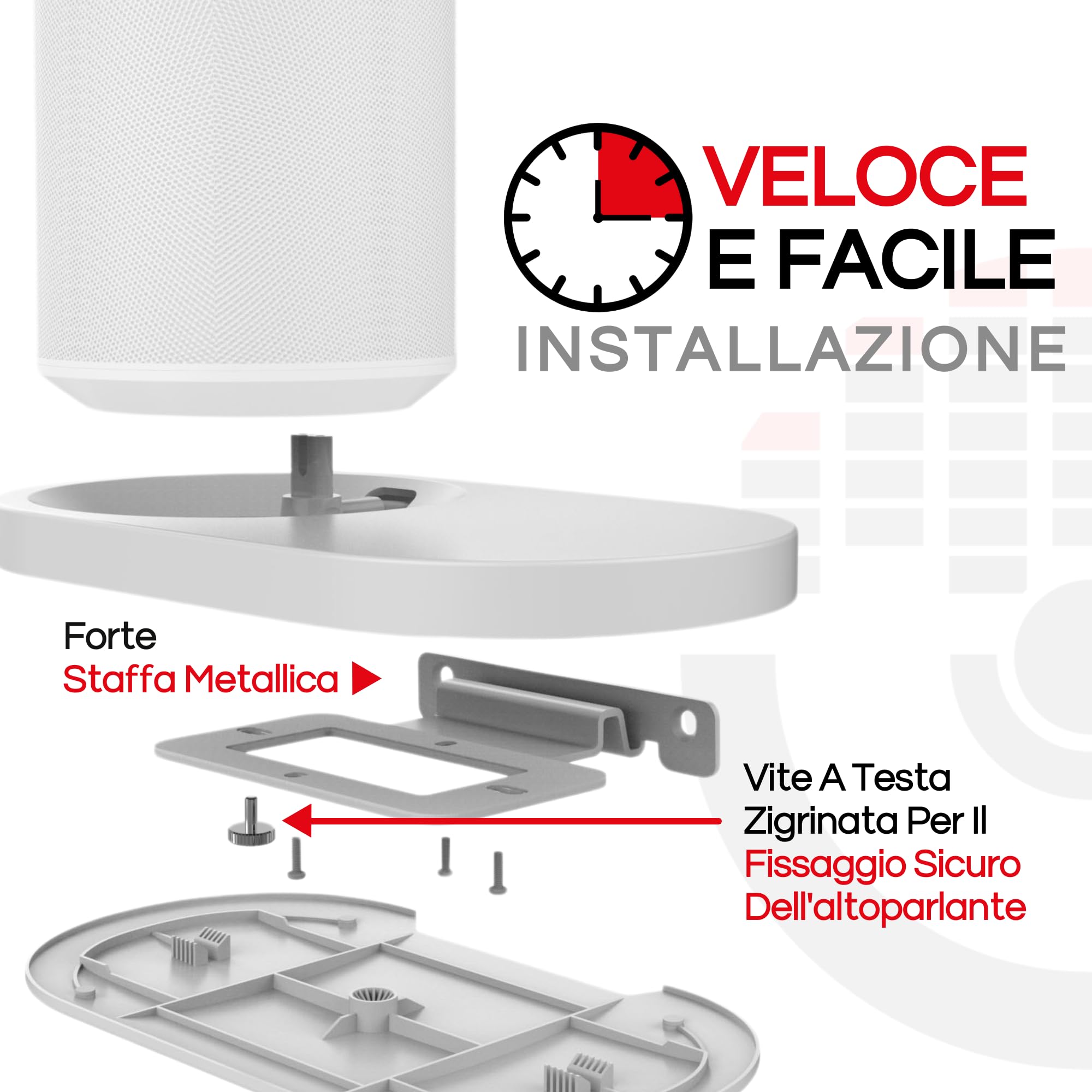 Supporto a Mensola da Parete ERA 100 Bianco per Sonos ERA100 & ERA 100 SL, Singolo, Gestione Cavi
