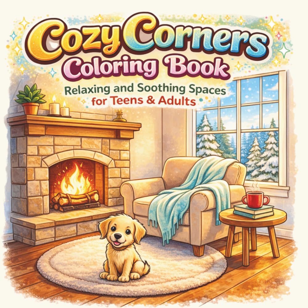 Cozy Corners Coloring Book: Relaxing and Soothing Spaces for Teens & Adults: Fun and Mindful Coloring to Relax, Unwind, and Bring Cozy Corners to Life