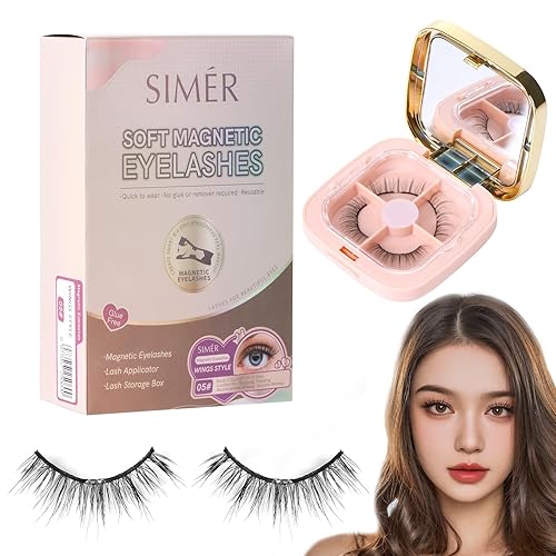 Vista 35 de Pestañas magnéticas sin delineador de ojos, pestañas de doble imán con aplicador, reutilizables 4D, no necesita delineador de ojos ni pegamento