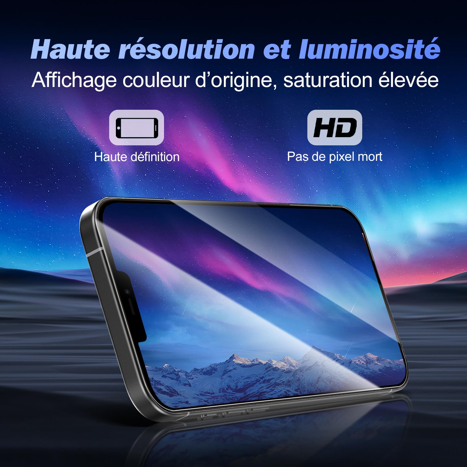 Écran pour iPhone 15 Pro – Kit de Remplacement d'Écran LCD 6,1" FHD + Digitizer Tactile + Cadre – Compatible Modèles A2848/A3101/A3102/A3104(True Tone Programmable)