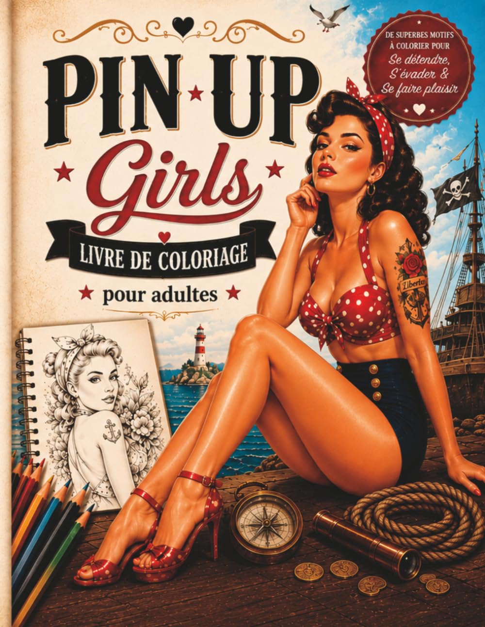 PIN-UP Girls – Livre de coloriage pour adultes: 55 illustrations élégantes et sensuelles de pin-up à colorier – pour se détendre, stimuler la créativité et retrouver l’ambiance rétro