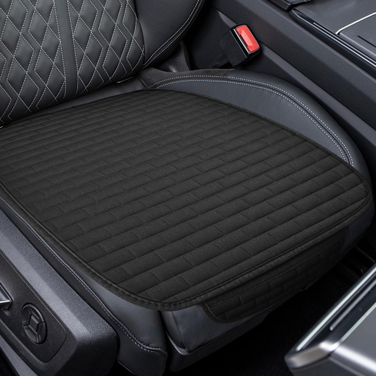 HIAHXC Auto Sitzkissen Vordersitze, Universal Sitzauflage 60×49 cm, Atmungsaktiv und rutschfest, Autositzschoner Sitzauflagen für Auto SUV LKW (Schwarz)