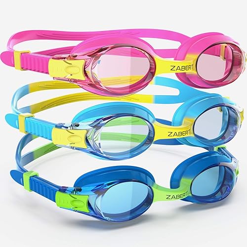 ZABERT Paquete de 3 gafas para niños para nadar, antivaho 100% protección UV, para niños de 3 a 14 años