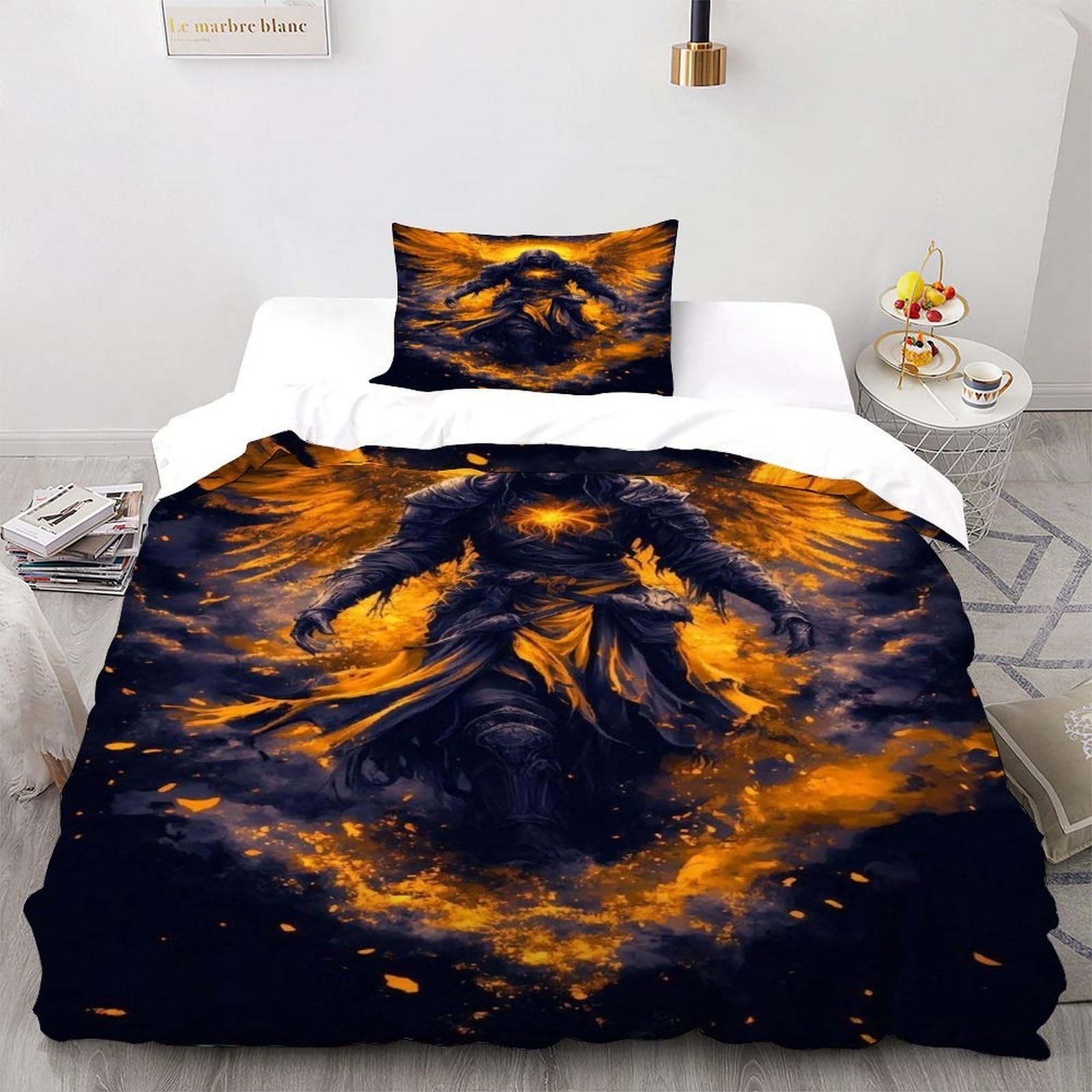 Housse de couette ailes lumineuses pour une chambre d'ado mystique