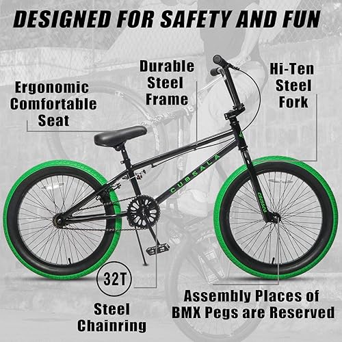 Miniatura 2 de Freestyle BMX Bike, 18 20 Inch Kids Bicycle for 5-13 Years Old Kids and Beginner Level Rider, Multiple Colors