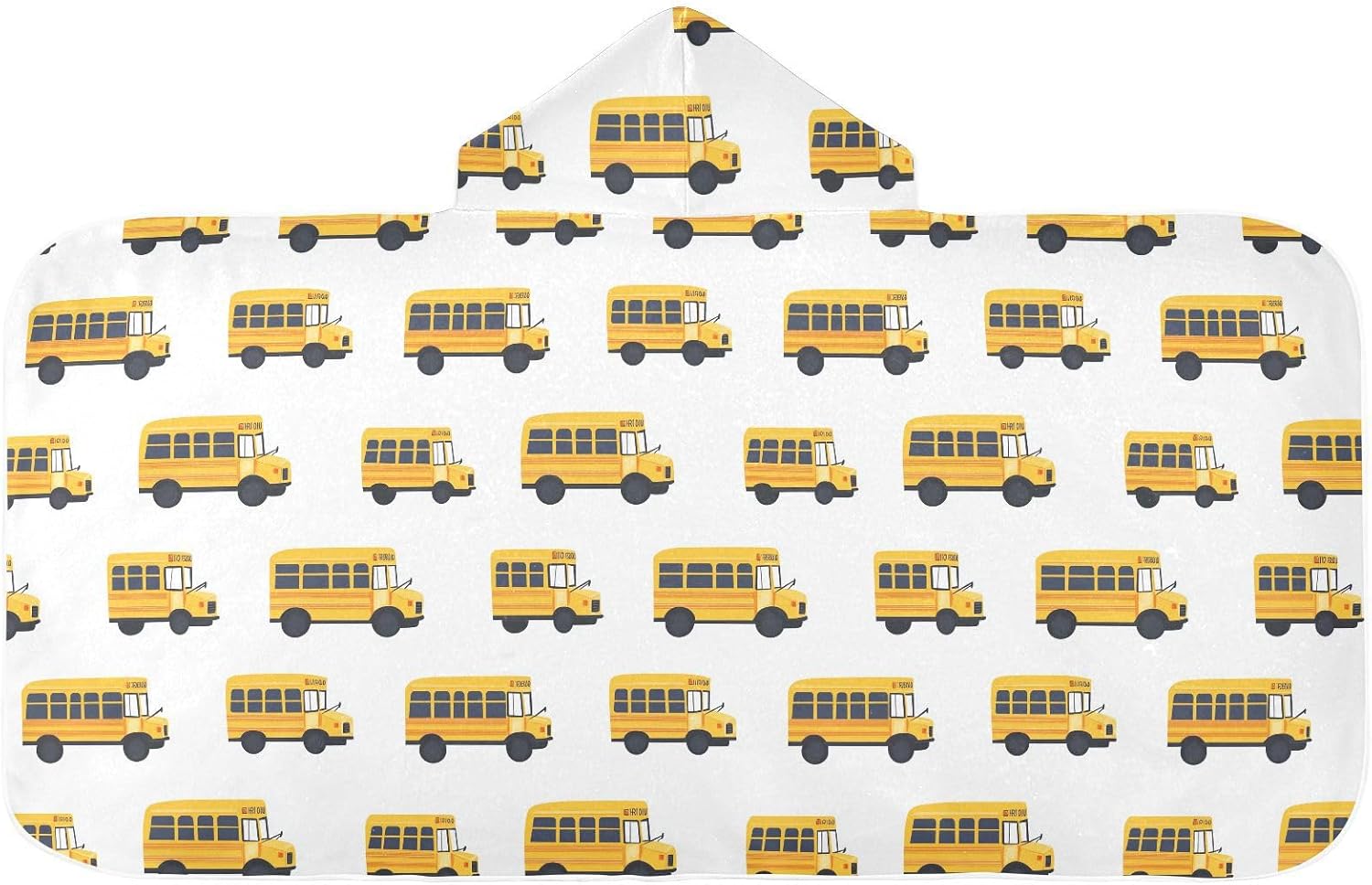 Kids Hooded Beach Towel School Bus White Hooded Beach Towel for Girl Boy Soft Bath Towels with Hood