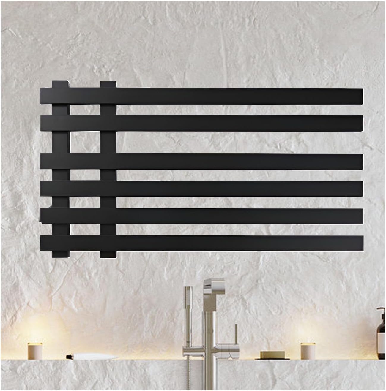 White C,Right line,Bathroom Accessories Heated Towel Rack,Fast Heating Rack with Timer,Towel Rack Wall Mounted with Touch Screen