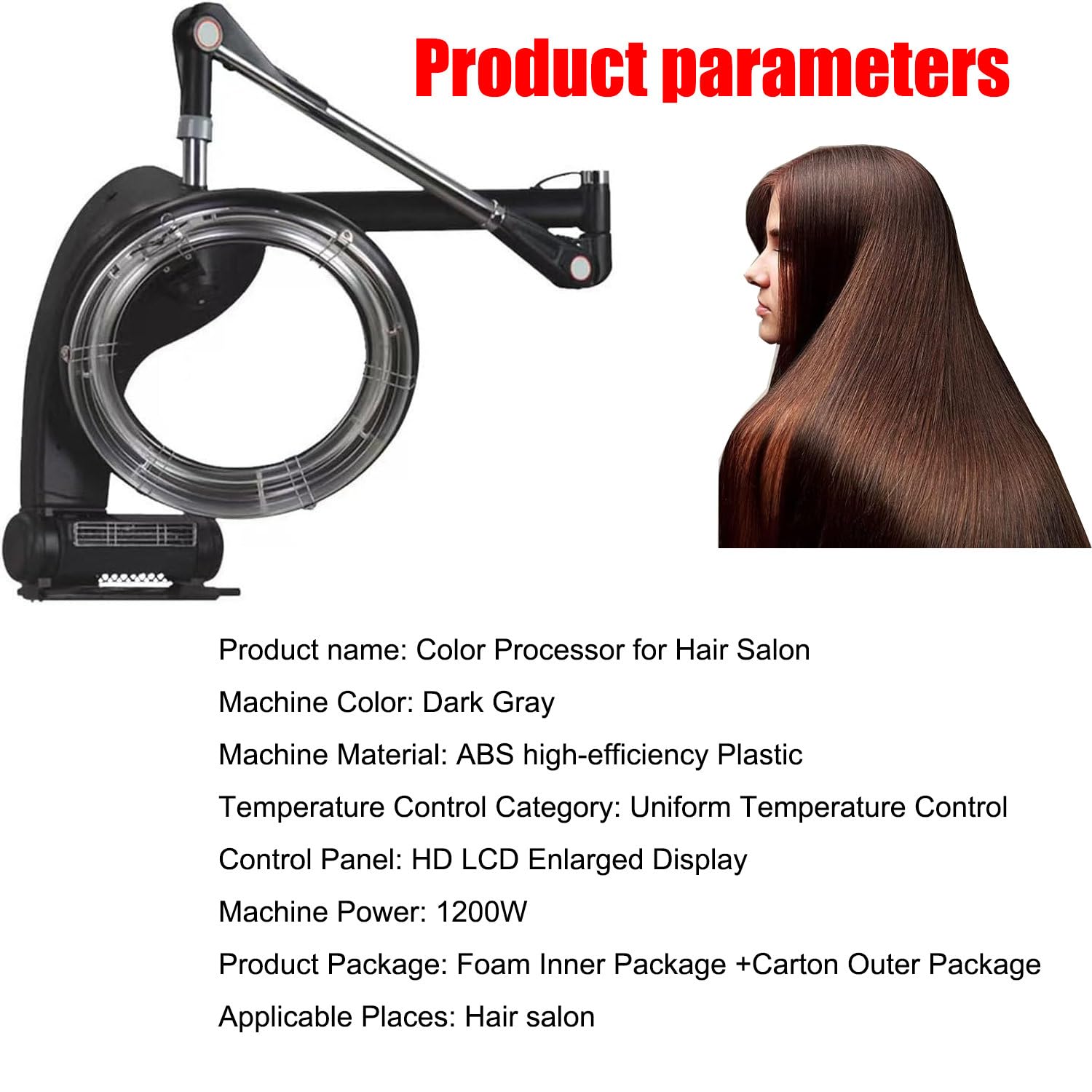 Suszarka do włosów Salon Orbiting Digital Control Infrared Hair Color Perm Processor Suszarka Accelerator Stojak podłogowy/uchwyt ścienny z regulowanym timerem i temperaturą,Wall-Mounted