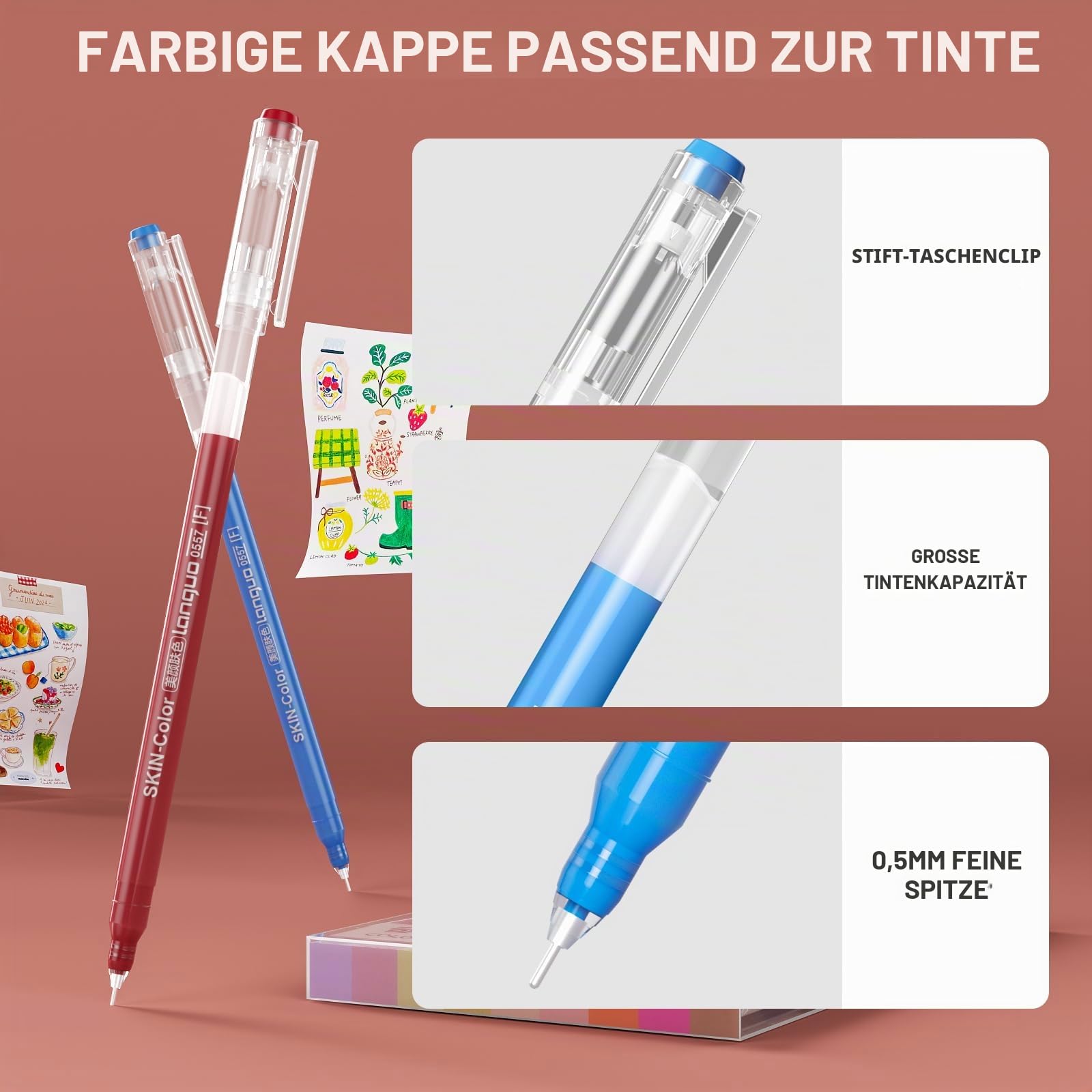 TrendGate 168 Acrylstifte Gelstifte Set, 0,5mm Feine Spitze Gelschreiber | 162 Farben (159 Farben + 3 Weiß/3 Silber/3 Gold), Gel Pen, Malen, Schreiben, Journaling, Wasserfest, Vielzahl von Oberflächen