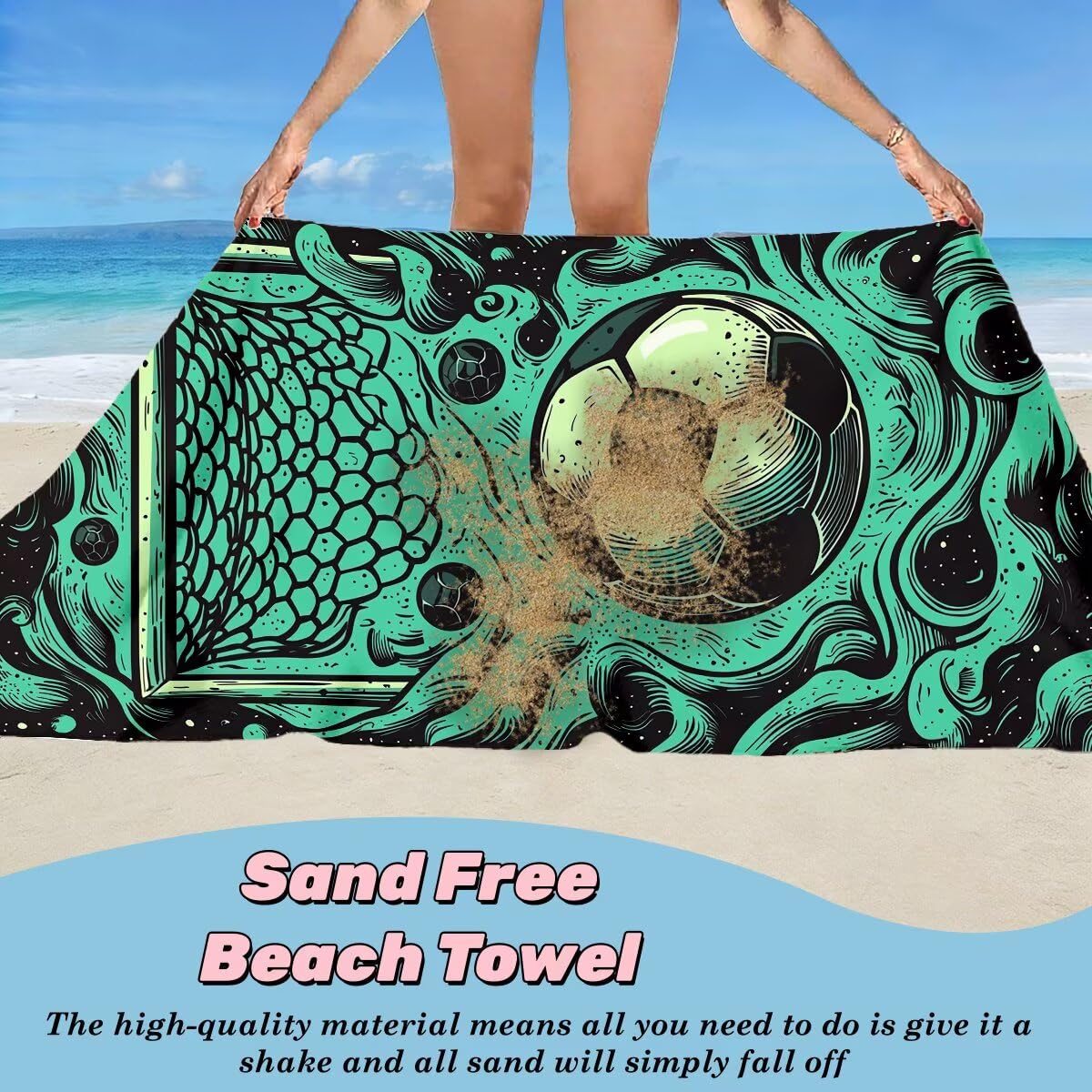 Ręcznik plażowy z mikrofibry, duży ręcznik plażowy 100 x 220 cm 2 sztuki, męski damski ręcznik gimnastyczny, odporny na piasek ręczniki plażowe, szybkoschnące ręczniki z mikrofibry do podróży (piłka