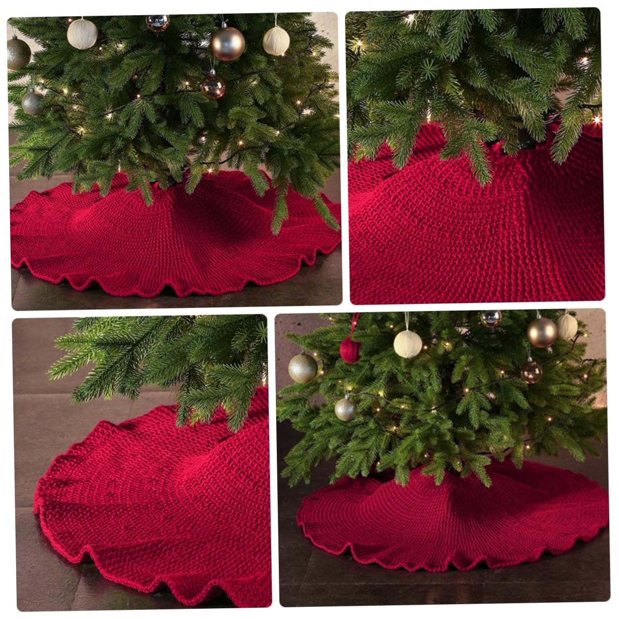Artibetter 1pezzi Tappeto per Albero di Natale Gonna Solida Classica per Albero Realizzato Spesso e Morbido per Soggiorno Camera da Letto o Giardino