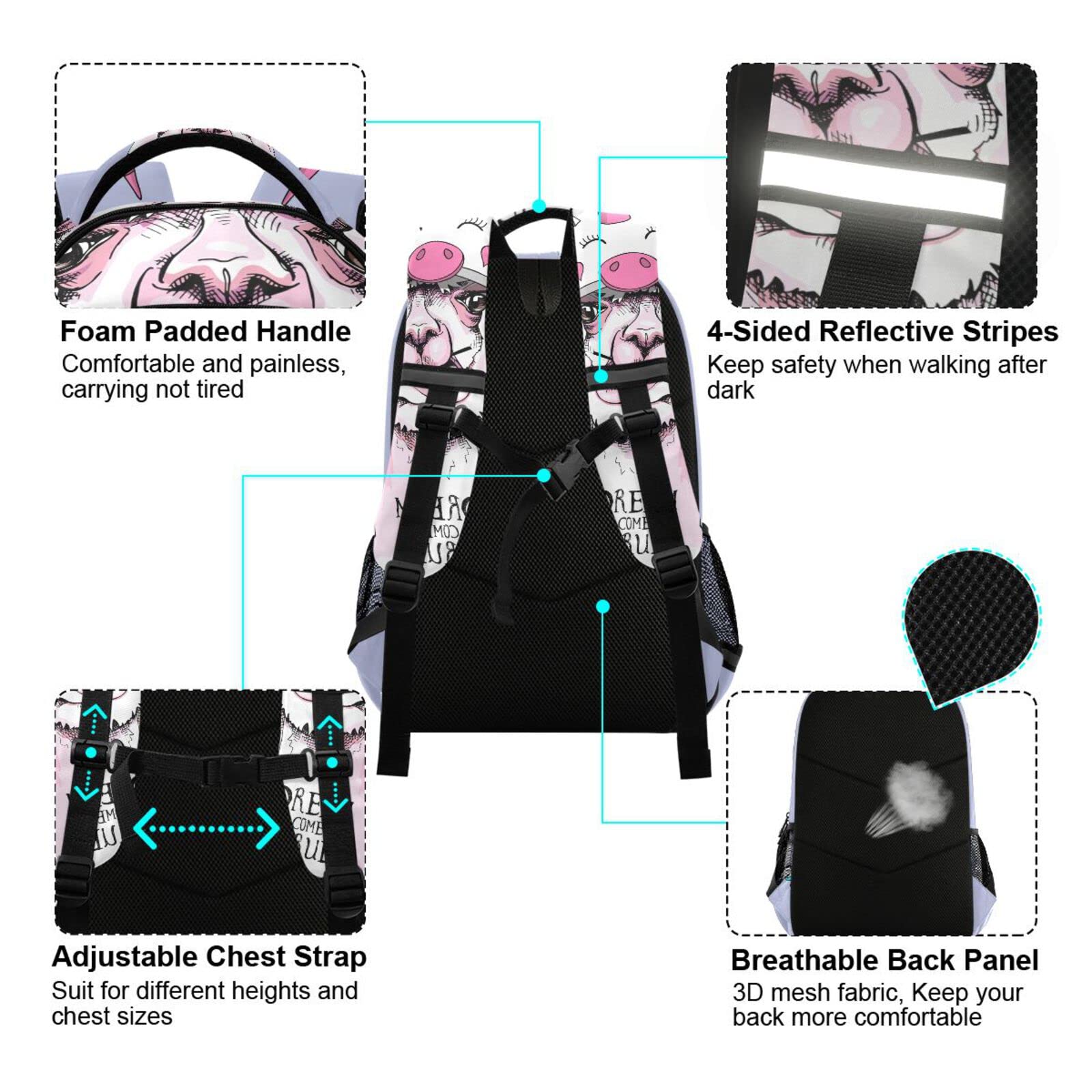 Mnrsuu Mochila de unicornio con diseño de llama, para niños y niñas, mochila de viaje para computadora portátil, E086