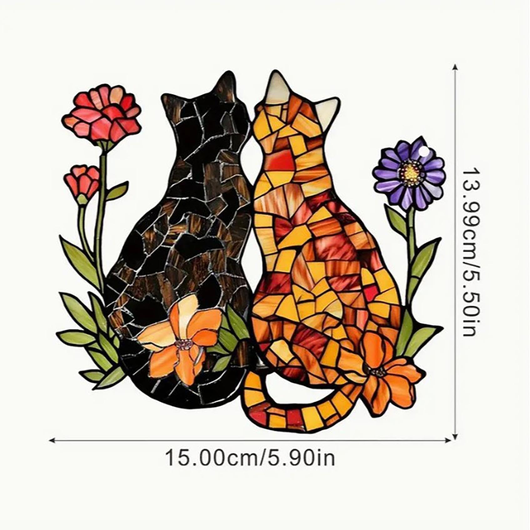 Attrape-soleil En Acrylique Forme Chat - Décoration Fenêtre Colorée - Cadeau Pour Amoureux Des Chats - 3