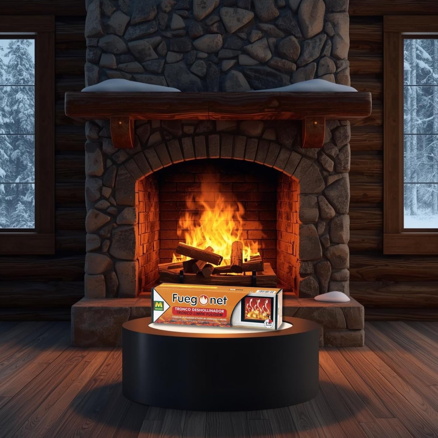 Tronco Deshollinador para Chimeneas y Estufas Listo para su Uso - Listo en 2 Horas | Limpieza Profunda de Hollín, Alquitrán y Resinas | Mejora Rendimiento y Reduce Riesgo de Incendios | Nexum Market