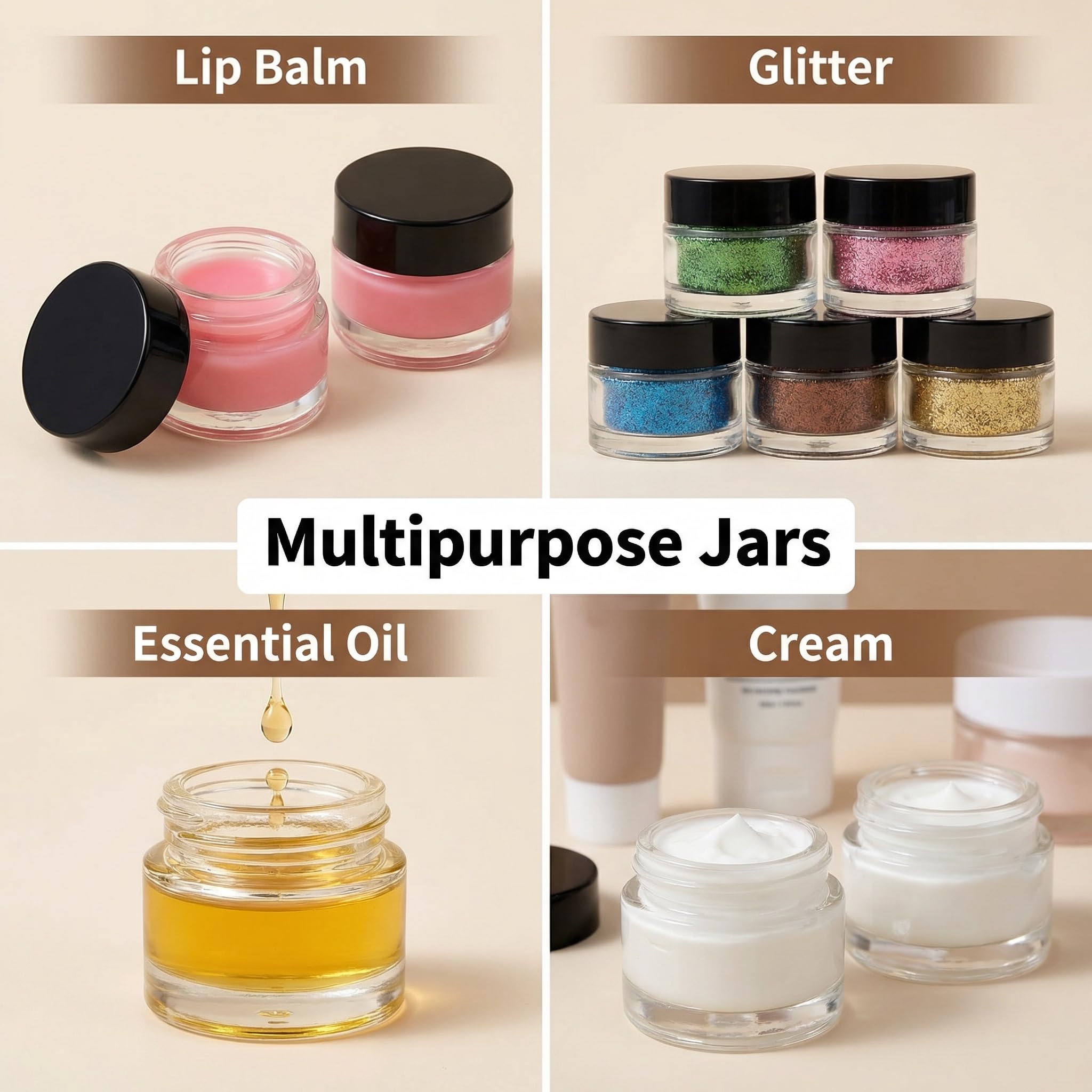 Coloch 70 barattoli in vetro spesso 10 ml con coperchio ermetico contenitori cosmetici rotondi trasparenti