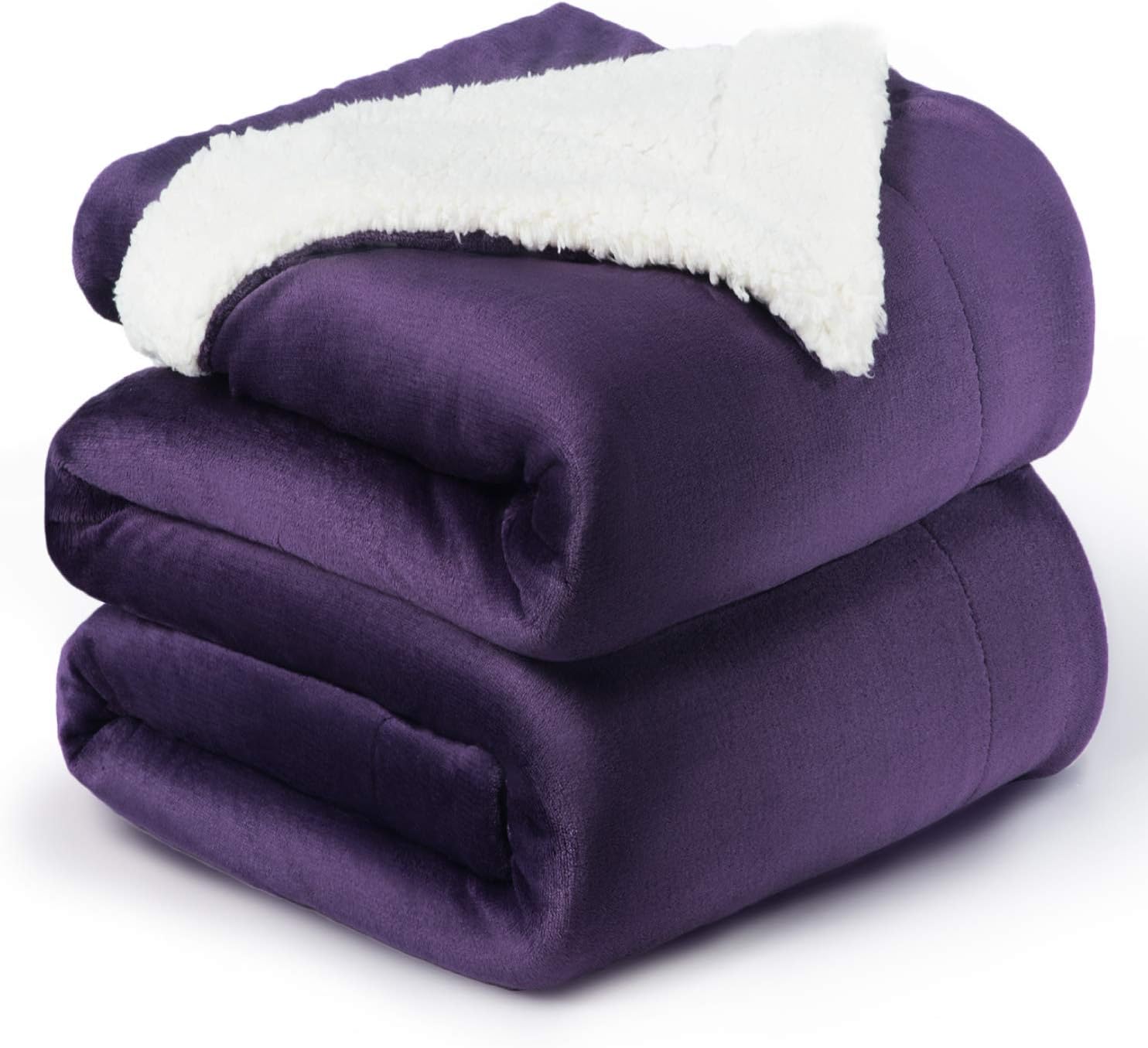 Bedsure Purple Sherpa Blanket Queen Size for Bed Thick Fluffy Fleece