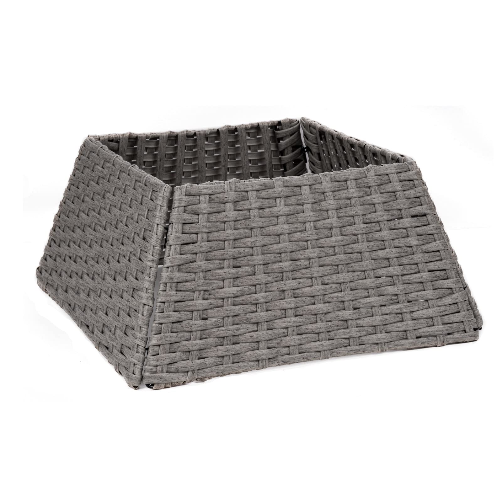 Holly International Rattan Folding Christmas Tree Skirt - Greige - Grey