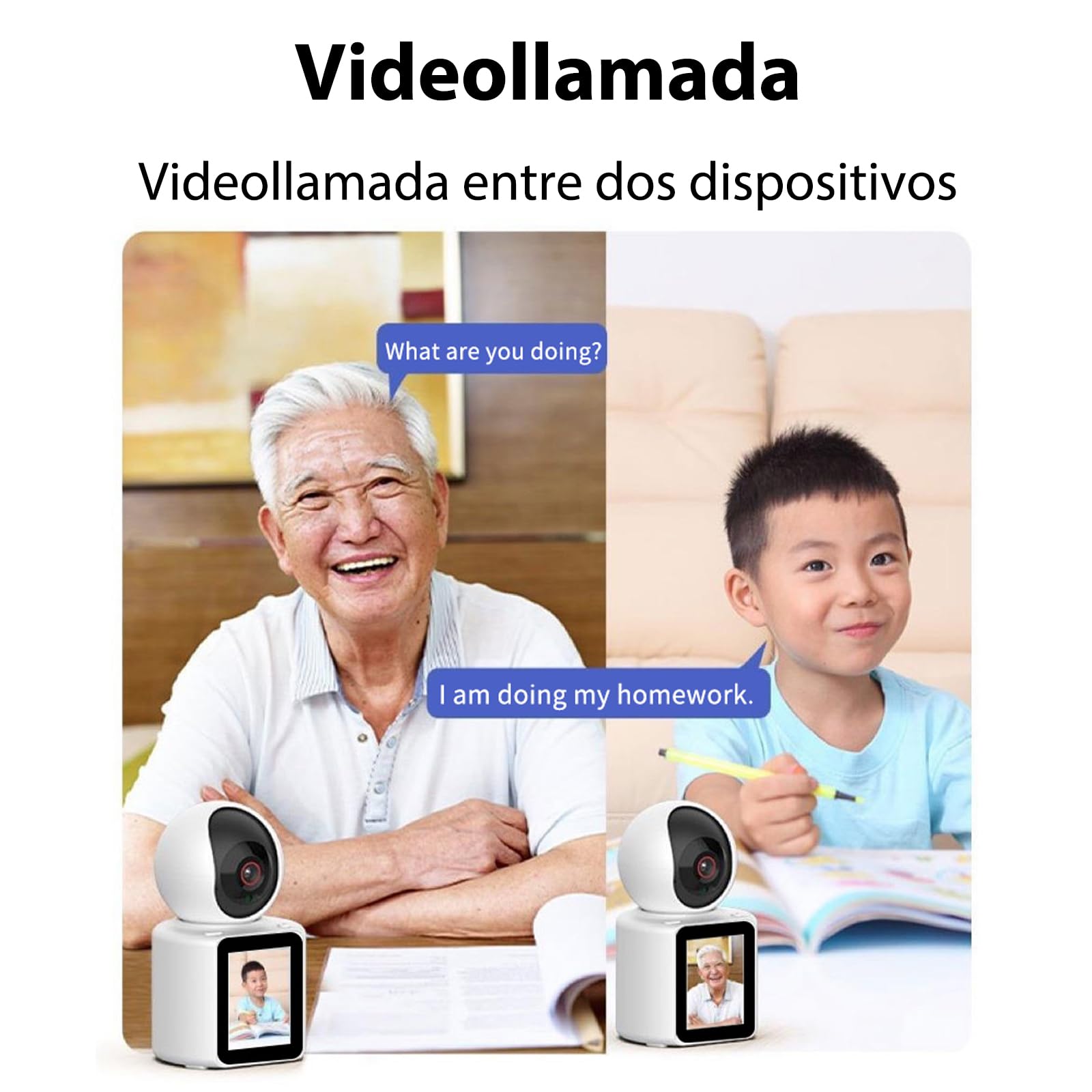 Cámara de Interior orientable, videollamadas, cámara Inteligente, Monitor de bebé, vigilancia de vídeo, Pantalla HD de 2,8 Pulgadas, con Infrarrojos nocturnos
