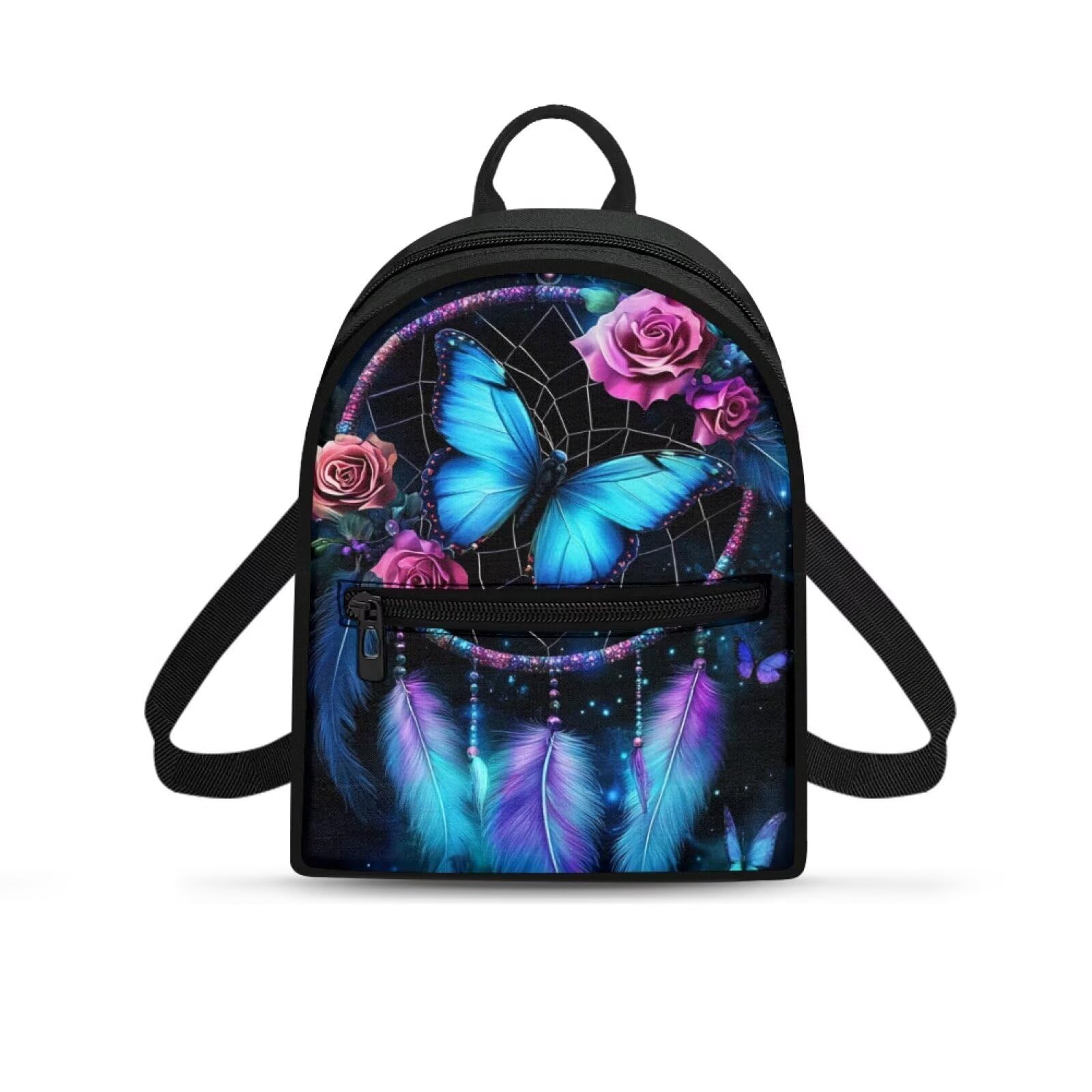 Yexignaon Dream Catcher Butterfly Women's Backpack Anti-Theft Small Water-Resistant Shoulder Bag with Zippers for City Travel, Office