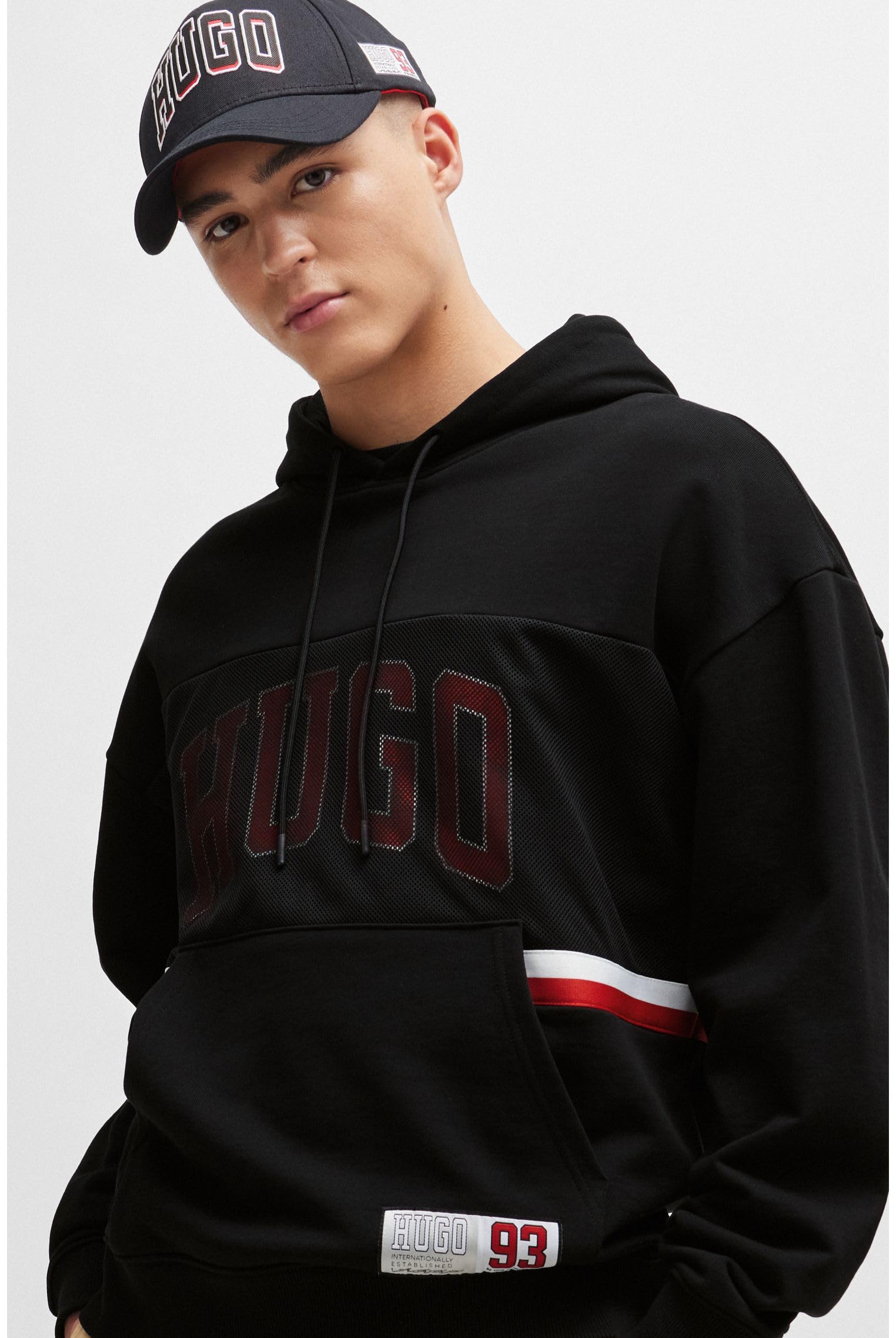 HUGO Herren Danody Relaxed-Fit Hoodie aus Baumwoll-Terry mit sportivem Logo Schwarz001 L