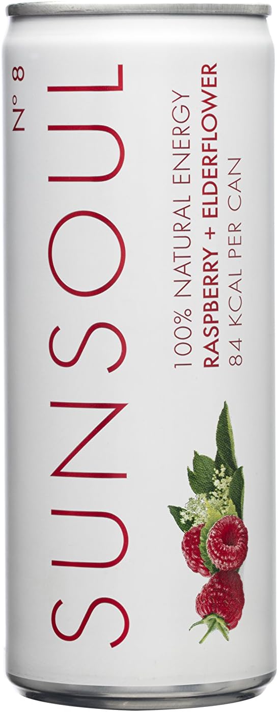 Sunsoul Natural Energy 100 Percent Raspberry and Elderflower 250 ml (Pack 24)