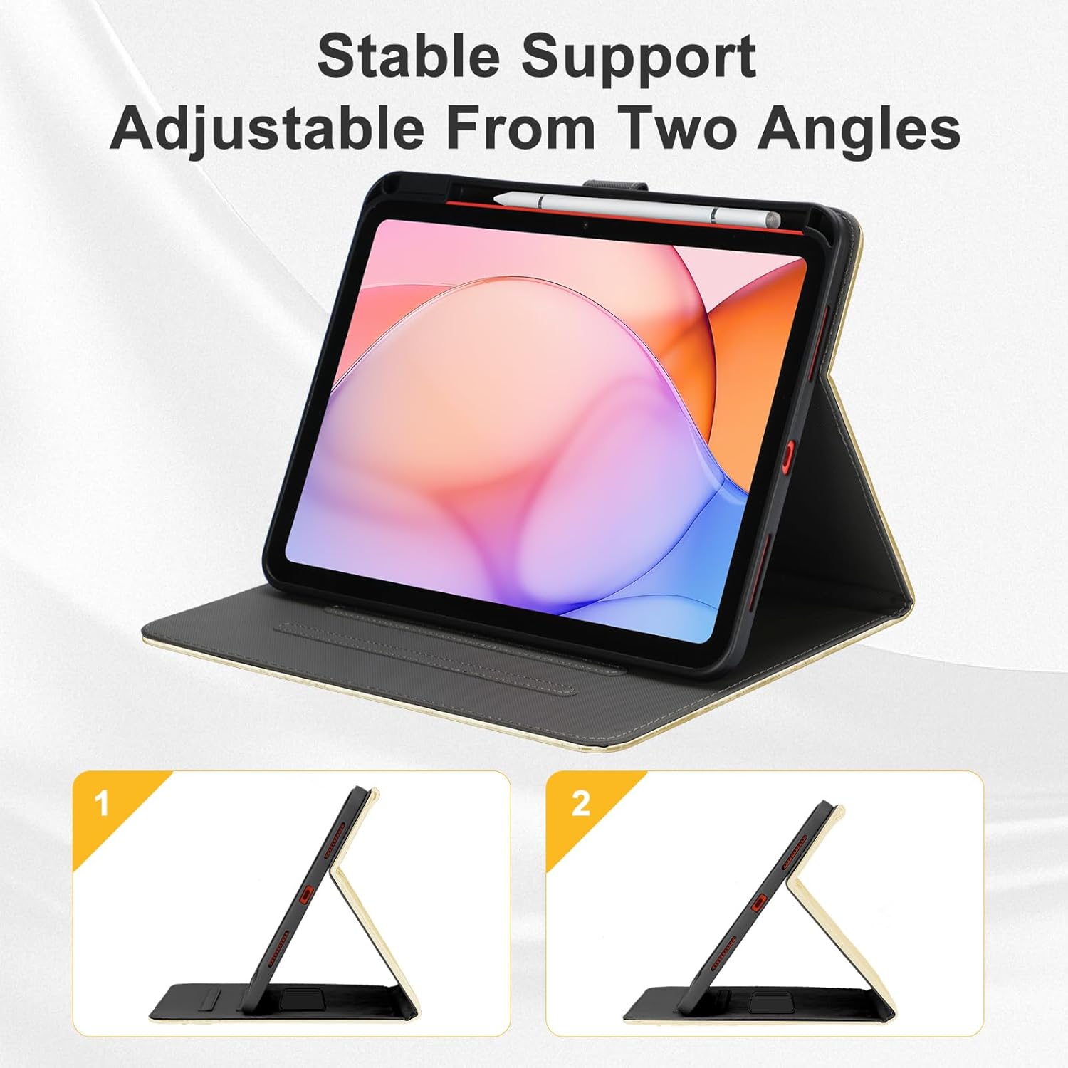 Case for iPad (A16) 11th Gen 11 Inch 2025/iPad 10th Generation 10.9" 2022– Cover with Pencil Holder, Wrist Strap & Auto Sleep/Wake | Stylish Tablet Case for Women (A-Beige)