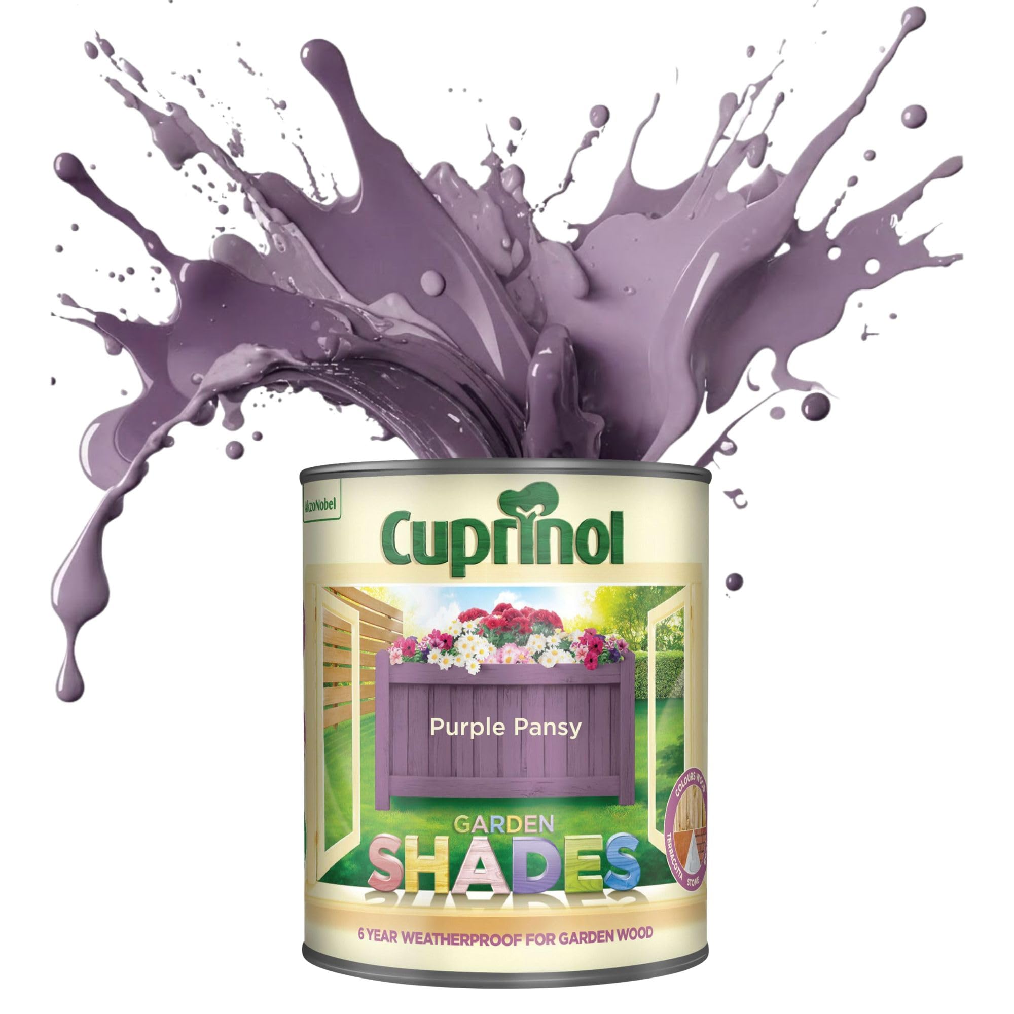ARUUJ Garden Shades Purple Pansy, 1 Liter Fence Paint, Outdoor Wood Paint for Sheds, Gardens Furniture, Trellis Fence & Exterior Wood, Water Based Matt Finish, Weather Resistant
