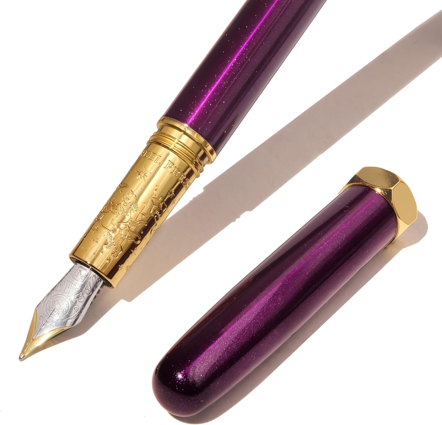 Ferris Wheel Press, Bijou Fountain Pen, Whispers of Twilight, Double Gold Plated, Sapphire Lacquer Finish, Two-Tone Steel Nib, Medium