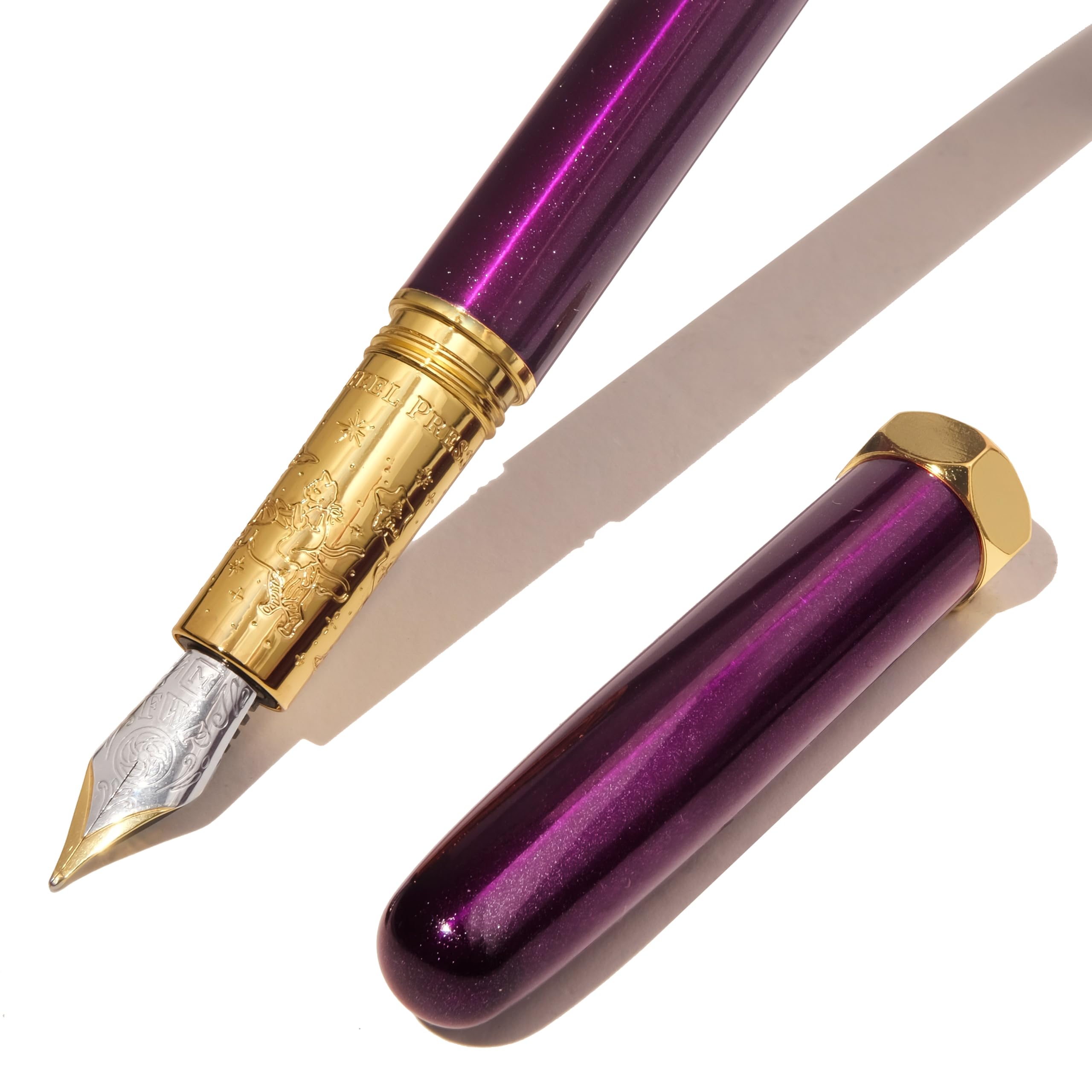 Ferris Wheel Press, Bijou Fountain Pen, Whispers of Twilight, Double Gold Plated, Sapphire Lacquer Finish, Two-Tone Steel Nib, Fine