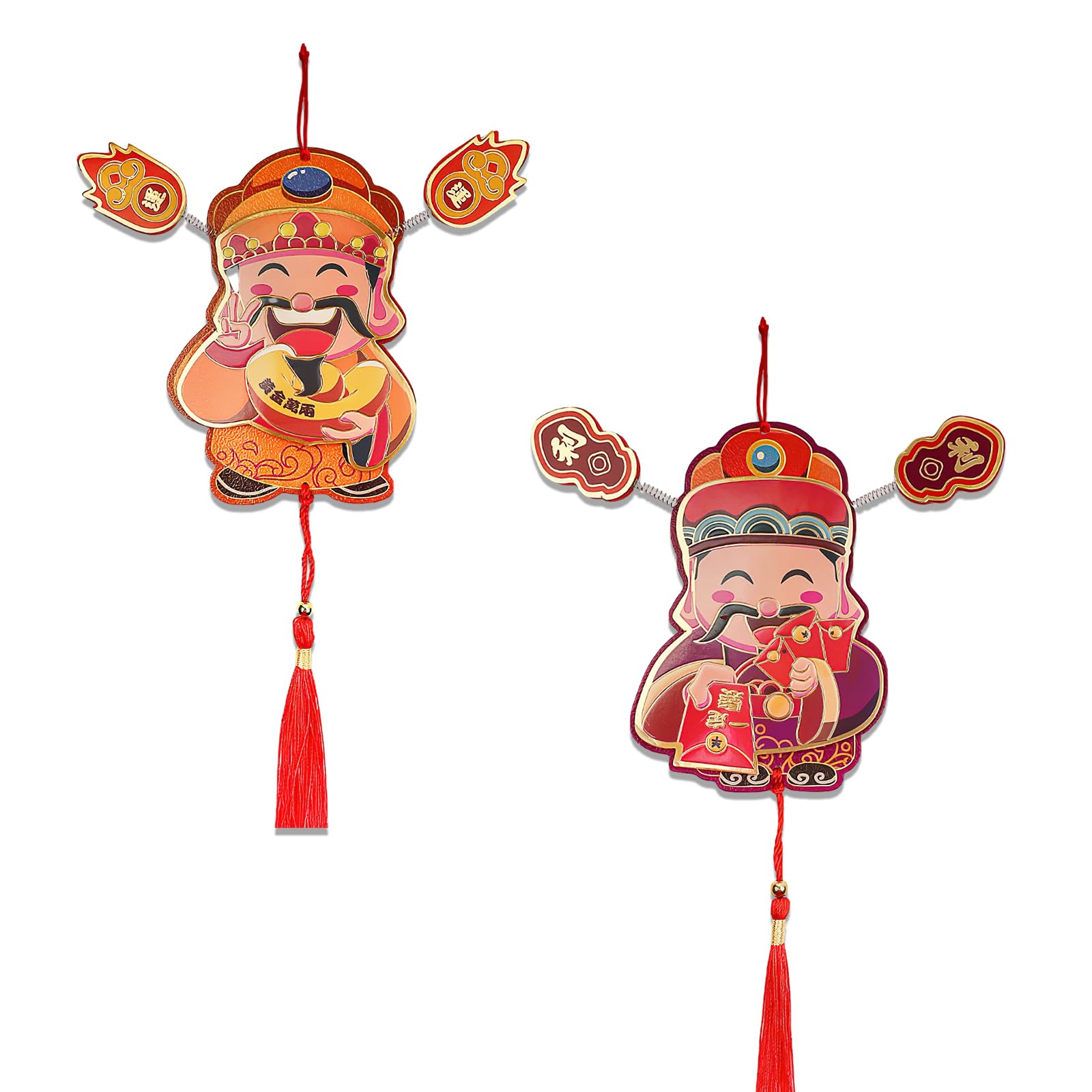 Chinese New Year Pendant Decorations 2 pcs Much Wealth Pendant Ornaments for Spring Festibal Chinese New Year Lucky Charms Tassels Ornaments for Home Tree Car Office Supplies